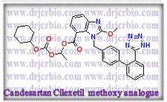 Candesartan Cilexetil Methoxy Analog (HCl Salt) ;  2-Methoxy-1-[[2'-(2H-tetrazol-5-yl)[1,1'-biphenyl]-4-yl]methyl]-1H-benz imidazole-7-carboxylic acid 1- [[(cyclohexyloxy) carbonyl] oxy] ethyl ester hydrochloride;[Candesartan Cilexetil Methoxy Analog]   | 1026042-12-5