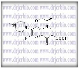 Levofloxacin R-Isomer ;(+)-(R)-9-Fluoro-2,3-dihydro-3-methyl-10-(4-methyl-1-piperazinyl)-7-oxo-7H-pyrido[1,2,3-de]-1,4-benzoxazine-6-carboxylic acid ; (R)-(+)-Ofloxacin ; D-Ofloxacin ; Ofloxacin R-Isomer | 100986-86-5