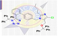 N1,O-Ditrityl Losartan ;  2-Butyl-4-chloro-1-[[2'-[1-(triphenylmethyl)-1H-tetrazol-5-yl][1,1'-biphenyl-4-yl]methyl]-1H-imidazole-5-(trityloxy)methyl ether ;  CAS #  ;   ;