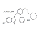 Bazedoxifene Acetate; 1-[[4-[2-(Hexahydro-1H-azepin-1-yl)ethoxy]phenyl]methyl]-2-(4-hydroxyphenyl)-3-methyl-1H-indol-5-ol acetate   |  198481-33-3