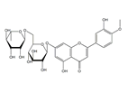 Diosmin ;7-[[6-O-(6-Deoxy-α-L-mannopyranosyl)-β-D-glucopyranosyl]oxy]-5-hydroxy-2-(3-hydroxy-4-methoxyphenyl)-4H-1-benzopyran-4-one  |  520-27-4