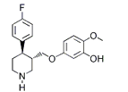 Paroxetine 3-Hydroxy Metabolite ;BRL 36583A ; 3-HM Paroxetine ; (3S,4R)-4-(4-Fluorophenyl)-3-(3-hydroxy-4-methoxyphenoxymethyl) piperidine ; 5-[[(3S,4R)-4-(4-Fluorophenyl)-3-piperidinyl]methoxy]-2-methoxy-phenol  |  112058-89-6