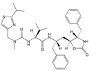 Ritonavir EP Impurity L ;  Ritonavir BP Impurity L ; Oxazolidinone Ritonavir (USP) ; Desthiazolylmethyl Ritonavir ; (4S,5S)-4-benzyl-5-[(2S)-2-[[(2S)-3-methyl-2-[[methyl[[2(1-methylethyl) thiazol-4-yl]methyl]carbamoyl]amino]butanoyl]amino]-3-phenylpropyl] oxazolidin-2-one   |  256328-82-2
