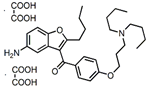 Dronedarone USP RC B ;Dronedarone USP Related Compound B ; Des(methylsulfonyl) Dronedarone Dioxalate ;  (5-Amino-2-butylbenzofuran-3-yl)(4-(3-(dibutylamino) propoxy)phenyl) methanone dioxalate |  500791-70-8