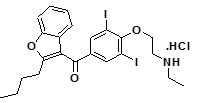 Amiodarone Impurity B (N-Desethyl Amiodarone HCl); (4-(2-(ethylamino)ethoxy)-3,5-diiodophenyl)(2-butylbenzofuran-3-yl)methanone hydrochloride | 96027-74-6 | Amiodarone Impurity