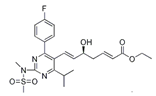Rosuvastatin 2,3-Anhydro Acid Ethyl Ester ; 2,3-Anhydro Rosuvastatin Ethyl Ester ; (5S,6E)-7-[4-(4-Fluorophenyl)-6-(1-methylethyl)-2-[methyl (methyl sulfonyl)amino]-5-pyrimidinyl]-5-hydroxy-hept-2,6-dienoic acid ethyl ester