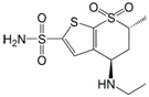 Dorzolamide EP Impurity A ; ent-Dorzolamide ; (4R,6R)-4-(Ethylamino)-6-methyl-5,6-dihydro-4H-thieno[2, 3-b]thiopyran-2-sulfonamide 7,7-dioxide  | 122028-36-8
