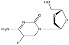 Emtricitabine ;  4-Amino-5-fluoro-1-[(2R,5S)-2- (hydroxymethyl)-1,3-oxathiolan-5-yl]-2-(1H)-pyrimidone  | 143491-57-0 