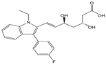 Fluvastatin EP Impurity C; Fluvastatin BP Impurity C ; (3R,5S,6E)-7-[1-Ethyl-3-(4-ﬂuorophenyl)-1H-indol-2-yl]-3,5-dihydroxyhept-6-enoic acid  |  93936-64-2