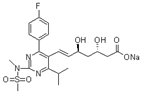 Rosuvastatin (3S,5S)-Isomer Sodium ; (3S, 5S)-Rosuvastatin Sodium ;  Enantiomer of (3R,5R)-Rosuvastatin Sodium ; (3S,5S,6E)-7-[4-(4-Fluorophenyl)-6-(1-methylethyl)-2-[methyl (methyl sulfonyl) amino]-5-pyrimidinyl]-3,5-dihydroxy-6-heptenoic acid sodium salt