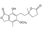 Mycophenolate Mofetil EP Impurity H ;Mycophenolate Mofetil USP Related Compound B ; Mycophenolic Lactone ; (RS)-7-Hydroxy-5-methoxy-4-methyl-6-[2-(5-methyl-2-oxo-tetrahydro-furan-5-yl)-ethyl]-3H-isobenzofuranyl-1-one  |  79081-87-1