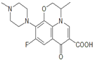 Ofloxacin ;(RS)-9-Fluoro-2,3-dihydro-3-methyl -10-(4-methyl-1-piperazinyl)-7-oxo-7H-pyrido[1,2,3-de]-1,4-benzoxazine-6-carboxylic acid |  82419-36-1