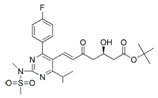 Rosuvastatin 5-Oxo Acid t-Butyl Ester; 5-Oxo-Rosuvastatin Acid t-Butyl Ester ; (3R,6E)-7-[4-(4-Fluorophenyl)-6-(1-methyl ethyl)-2-[methyl(methylsulfonyl) amino]-5-pyrimidinyl]-3-hydroxy-5-oxo-6-heptenoic acid t-butyl ester