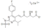 Rosuvastatin EP Impurity C (Calcium Salt) ;Rosuvastatin 5-Oxo Calcium ; 5-Oxo-Rosuvastatin Calcium ; 3-Hydroxy-5-Keto Rosuvastatin Calcium  (3R,6E)-7-[4-(4-Fluorophenyl)-6-(1-methylethyl)-2-[methyl(methylsulfonyl) amino]-5-pyrimidinyl]-3-hydroxy-5-oxo-6-heptenoic acid calcium salt | 1422619-13-3