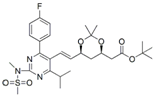 Rosuvastatin EP Impurity F ;Rosuvastatin Acetonide t-Butyl Ester ; (4R,6S)-6-[(1E)-2-[4-(4-Fluorophenyl)-6-(1-methylethyl)-2- [methyl(methyl sulfonyl)amino]-5-pyrimidinyl]ethenyl]-2,2-dimethyl-1,3-dioxane-4-acetic acid |  289042-12-2 