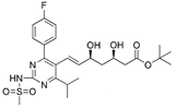 Rosuvastatin N-Desmethyl t-Butyl Ester ;N-Desmethyl Rosuvastatin Acid t-Butyl Ester ; (3R,5S,6E)-7-[4-(4-Fluorophenyl)-6-(1-methylethyl)-2-[(methylsulfonyl) amino]-5-pyrimidinyl]-3,5-dihydroxy- 6-heptenoic acid calcium salt | 1283766-30-2