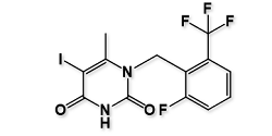 Elagolix Impurity 5; 5-Iodo-1-[2-fluoro-6-(trifluoromethyl)benzyl]-6-methylpyrimidine-2,4(1H,3H)-dione | 1150560-54-5