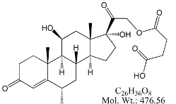 Methylprednisolone Hydrogen Succinate EP Impurity D / Methylhydrocortisone 21-(Hydrogen Succinate) ;4-[(11β,17-Dihydroxy-6α-methyl-3,20-dioxopregn-4-en-21-yl)oxy]-4-oxobutanoic acid  |119657-85-1