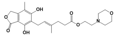 Mycophenolate Mofetil EP Impurity A ;O-Desmethyl Mycophenolate Mofetil ; Mycophenolate Mofetil USP Related Compound A ; 2-Morpholinoethyl-(E)-6-(1,3-dihydro-4,6-dihydroxy-7-methyl-3-oxo-5-isobenzofuranyl)-4-methyl-4-hexenoate  | 1322681-36-6