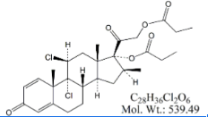 Beclometasone Dipropionate EP Impurity O ;9,11β-Dichloro-16β-methyl-3,20-dioxopregna-1,4-diene-17,21-diyl dipropanoate  |  14527-61-8