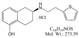 Rotigotine EP Impurity C (HCl) ; Rotigotine USP RC C ;  N-Despropyl Rotigotine HCl ;  (6S)-5,6,7,8-Tetrahydro-6-[[2-(2-thienyl)ethyl]amino]-1-naphthalenol HCl | 153409-14-4 (base)