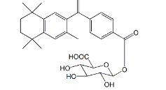 Bexarotene Acyl-β-D-Glucuronide ;1-[4-[1-(5,6,7,8-Tetrahydro-3,5,5,8,8-pentamethyl-2-naphthalenyl)ethenyl]benzoate] β-D-glucopyranuronic acid ;198700-33-3