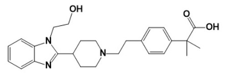 Bilastine Impurity A; Bilastine Hydroxy Impurity;  2-(4-(2-(4-(1-(2-Hydroxyethyl)-1H-benzo[d]imidazol-2-yl)piperidin-1-yl)ethyl)phenyl)-2-methylpropanoic Acid /202189-83-1
