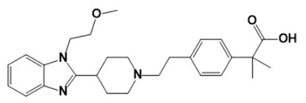 Bilastine Impurity F;2-(4-(2-(4-(1-(2-Methoxyethyl)-1H-benzo[d]imidazol-2-yl)piperidin-1-yl)ethyl)phenyl)-2-methylpropanoic acid/2767508-98-3