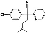 Chlorpheniramine EP Impurity D; Chlorpheniramine Nitrile Impurity ; 2-(4-Chlorophenyl)-4-(dimethylamino)-2-(pyridin-2-yl)butanenitrile | 65676-21-3