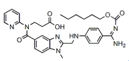 Dabigatran Etexilate O-Desethyl Impurity;Dabigatran Impurity B ;  O-Desethyl Dabigatran Etexilate ;  Dabigatran Etexilate O-Desethyl Impurity ;  Dabigatran JPBA Impurity 5 ;  3-{[(2-{[(4-{N'-Hexyloxycarbonyl carbamimidoyl}phenyl)amino]methyl}-1-methyl-1H-benzimidazol-5-yl)carbonyl]-pyridin-2-yl-amino)propanoic acid  |  212321-78-3