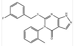 4H-Pyrazolo[3,4-d]pyrimidin-4-one, 6-[[(3-fluorophenyl)methyl]thio]-1,5-dihydro-5-(2-methylphenyl)/361156-54-9