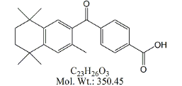Bexarotene 6-Oxo Impurity ;6-Keto Bexarotene ;  4-[1-(5,6,7,8-Tetrahydro-3,5,5,8,8-pentamethyl-6-oxo-2-naphthalenyl)ethenyl]-benzoic acid ;  368451-13-2 ;