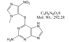 Azathioprine Impurity G; 6-[(1-Methyl-4-nitro-1H-imidazol-5-yl)thio]-9H-purin-2-amine  |  5581-52-2