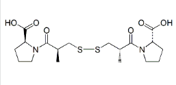 Captopril EP Impurity A;Captopril Disulphide;(2S,2'S)-1,1'-[Disulphanediylbis[(2S)-2-methyl-1-oxopropane-3,1-diyl]-bis[pyrrolidine-2-carboxylic] acid;  |64806-05-9