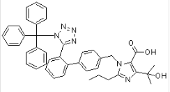 Trityl OlMesartan acid;4-(1-hydroxy-1-methylethyl)-2-propyl-1-[[2’[2-(triphenylmethyl)-1H- tetrazole-5yl]biphenyl-4-yl]methyl]immidazole-5-carboxylic acid |761404-85-7