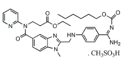 Dabigatran Etexilate Mesylate ;3-{[(2-{[(4-{N?-Hexyloxycarbonyl carbamimidoyl}phenyl)amino]methyl}-1-methyl-1H-benzimidazol-5-yl)carbonyl]-pyridin-2-yl-amino)propanoic acid ethyl ester mesylate |  872728-81-9