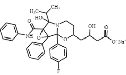 Atorvastatin FX1 Impurity ; ;Atorvastatin Epoxy Pyrrolooxazin 7-Hydroxy Analog (USP) ; 1b-(4-Fluorophenyl)hexahydro-β,7-dihydroxy-7-(1-methylethyl)-1a-phenyl-7a-[(phenylamino)carbonyl]-3H-oxireno[3,4]pyrrolo[2,1-b][1,3]oxazine-3-butanoic acid sodium salt   |873950-18-6