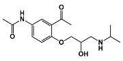 Acebutolol Impurity B ; Diacetolol ;  N-[3-Acetyl-4-[(2RS)-2-hydroxy-3-[(1-methylethyl) amino] propoxy] phenyl] acetamide; DL-3'-Acetyl-4'-[2-hydroxy-3-(isopropylamino)propoxy]acetanilide; (±)-Diacetolol; Diacetolol; 1-(4-Acetamido-2-acetylphenoxy)-2-hydroxy-3-isopropylaminopropane; DL-1-(2-Acetyl-4-acetamidophenoxy)-2-hydroxy-3-isopropylaminopropane; Acetylacebutolol;  Acebutolol USP RC B;  22568-64-5