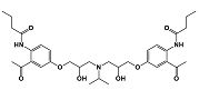 Acebutolol EP Impurity G ; Acebutolol Dimer Impurity ; N,N′-[[(1-Methylethyl)imino]bis[(2-hydroxypropane-1,3-diyl)oxy(3-acetyl-1,4-phenylene)]]dibutanamide  |  1330165-98-4