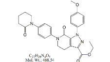 Apixaban Ethyl Ester Impurity ; 4,5,6,7-Tetrahydro-1-(4-methoxyphenyl)-7-oxo-6-[4-(2-oxo-1-piperidinyl) phenyl]-1H-pyrazolo[3,4-c]pyridine-3-carboxylic acid ethyl ester  |  503614-91-3
