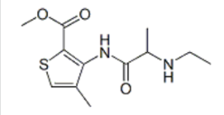 Articaine EP Impurity D ;Ethyl Articaine ; Methyl 3-[[(2RS)-2-(ethylamino)propanoyl]amino]-4-methylthiophene-2-carboxylate ;