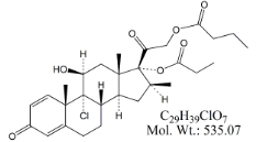 Beclometasone Dipropionate EP Impurity C ; Beclometasone 21-Butyrate 17-Propionate ; 9-Chloro-11β-hydroxy-16β-methyl-3,20-dioxo-17-(propanoyloxy)-pregna-1,4-dien-21-yl butanoate