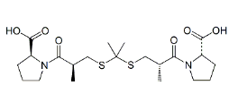 Captopril EP Impurity O ;  1,1′-[Propane-2,2-diylbis[sulfanediyl[(2S)-2-methyl-1-oxopropane-3,1-diyl]]]bis[(2S)-pyrrolidine-2-carboxylic]acid ;