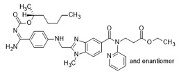 Dabigatran Etexilate Mesylate Impurity F; ethyl 3-[[2-[[4-(E)-N1-[[[(2RS)-heptan-2-yl]oxy]carbonyl]carbamimidoyl]anilino]methyl]-1-methyl-1H-benzimidazole-5-carbonyl](pyridin-2-ylamino]propanoate; 1610758-21-8