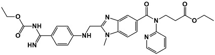 Dabigatran Ethyl carbamate; Ethyl 3-(2-(((4-(N'-(ethoxycarbonyl)carbamimidoyl)phenyl)amino)methyl)-1-methyl-N-(pyridin-2-yl)-1H-benzo[d]imidazole-5-carboxamido)propanoate; 1416446-40-6
