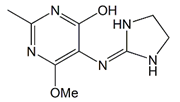 Moxonidine EP Impurity C ;4-Hydroxy Moxonidine ;5-[(Imidazolidin-2-ylidene)amino]-6-methoxy-2-methylpyrimidin-4-ol  |  352457-34-2