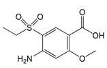 Amisulpride EP Impurity E ;4-Amino-5-(ethylsulfonyl)-2-methoxybenzoic acid ; 2-Methoxy-4-amino-5-ethylsulfonylbenzoic Acid  |  71675-87-1