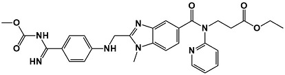 Danigatran Etexilae Methyl Cabamate;  Ethyl 3-(2-(((4-(N'-(methoxycarbonyl)carbamimidoyl)phenyl)amino)methyl)-1-methyl-N-(pyridin-2-yl)-1H-benzo[d]imidazole-5-carboxamido)propanoate;  211914-96-4