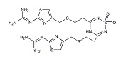 Famotidine EP Impurity B ; 3,5-bis[2-[[[2-(Diaminomethylene)amino]thiazol-4-yl]methyl]sulphanyl]ethyl]-4H-1,2,4,6-thiatriazine 1,1-dioxide |  89268-62-2
