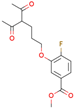 Methyl 3-((4-acetyl-5-oxohexyl)oxy)-4-fluorobenzoate Synonyms: Benzoic acid; 3-[(4-acetyl-5-oxohexyl)oxy]-4-fluoro-, methyl ester; Acoramidis Impurity 2; Acoramidis Acetone Acetyl Impurity; Acoramidis Intermediate-3 (CAS: 1446701-53-6)
